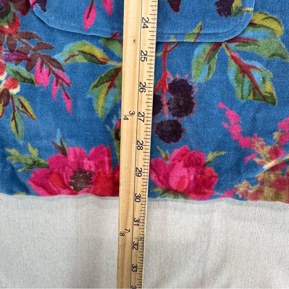 Vikolino Velvet Luxury Jacket Coat Blue Bird Printed Long Jacket Bohemian Coat - Picture 11 of 16